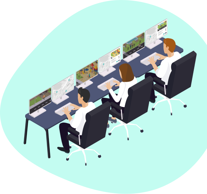 ilustración de operadores trabajando
